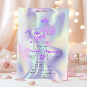 Invitation Couronne de paillettes holographique pour fête d'a