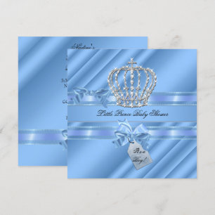 Invitation Couronne de petit prince bleu pour élégante baby s