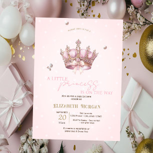 Invitation Couronne de Petite Princesse Perles Points Bébé Na
