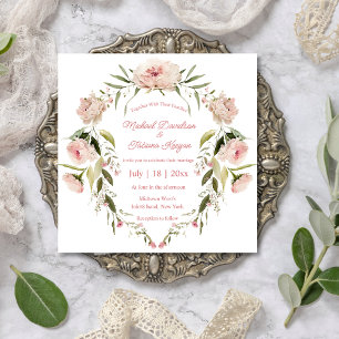 Invitation Couronne de pivoine élégante à l'aquarelle Mariage