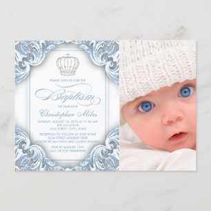 Invitation Couronne de prince Baby Blue Baptême