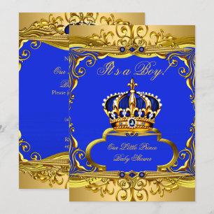 Invitation Couronne de prince bleu royal bébé garçon Shower