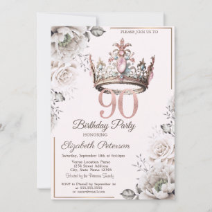 Invitation Couronne de Princesse Chic Fleurie Fête d'annivers
