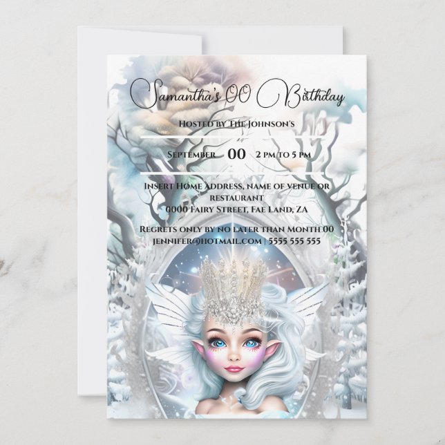 Invitation Couronne de princesse d'hiver strass forêt enchant (Devant)