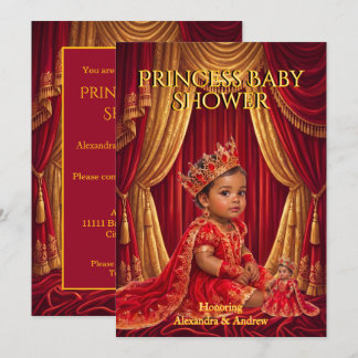Invitation Couronne de princesse exotique bébé shower rouge o