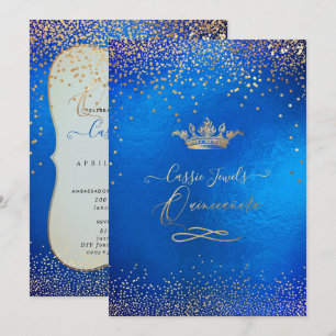 Invitation Couronne de princesse Quinceanera Faux or Confetti