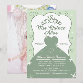 Invitation Couronne de princesse Quinceanera Paillettes Photo