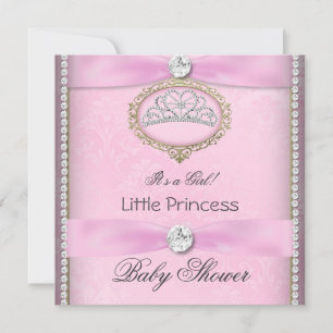 Invitation Couronne de Princesse Rose pour Fille de Baby Show