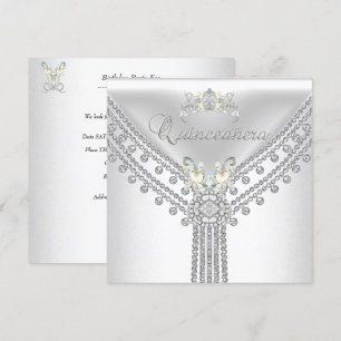 Invitation Couronne de Quinceañera Blanc Diamant Perle