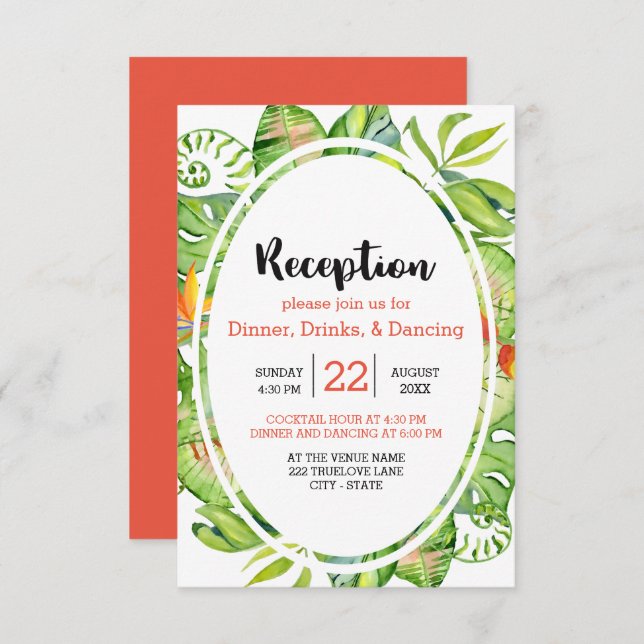 Invitation Couronne de réception de mariage sur l'île de la f (Devant / Derrière)
