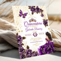 Couronne de roses dorées violettes pour Quinceañer