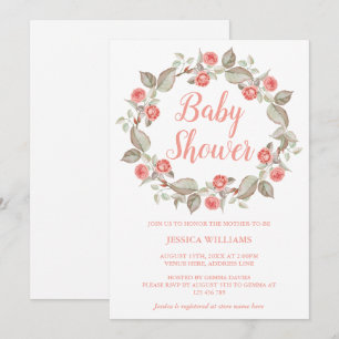 Invitation Couronne de roses rouges romantiques Baby Shower