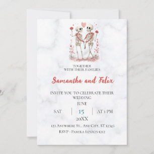 Invitation Couronne de roses squelettiques Mariage en marbre