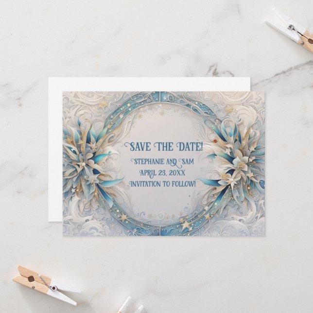 Invitation Couronne de sauvegarde de date d'Art Déco inspirée (Devant/Arrière en situation)