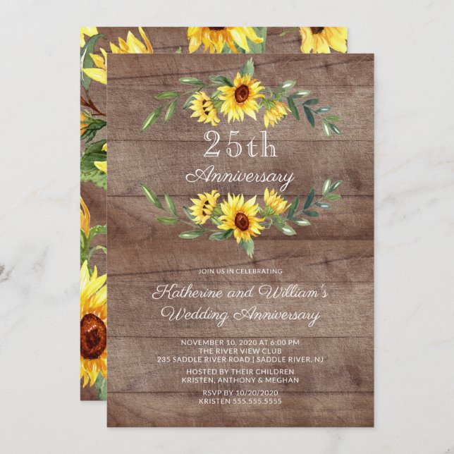 Invitation Couronne de soleil rustique Fête d'anniversaire de (Devant / Derrière)
