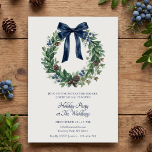 Invitation Couronne de tartan de Noël pour cocktail festif