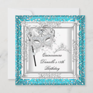 Invitation Couronne de Teal pour Quinceanera 15e Anniversaire