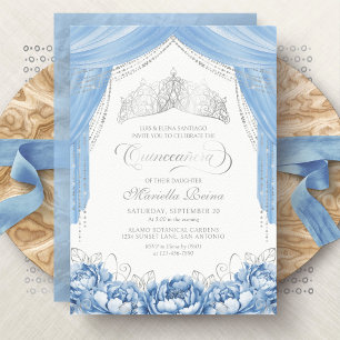 Invitation Couronne de Tiara Bleu Clair Quinceanera