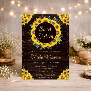 Invitation Couronne de tournesols rustiques à l'aquarelle Dou