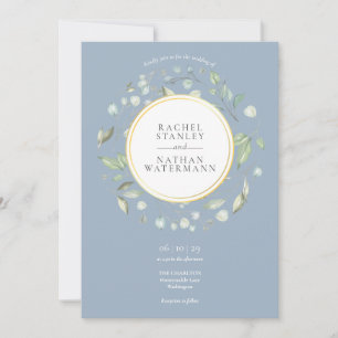 Invitation Couronne de verdure de laurier bleu poussiéreux po