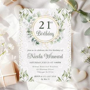 Invitation Couronne de verdure d'eucalyptus à l'aquarelle pou