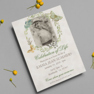 Invitation Couronne de verdure papillon pour célébration de v