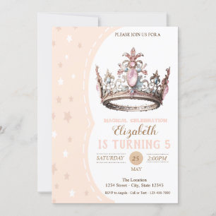 Invitation Couronne d'étoiles de princesse magique pour anniv