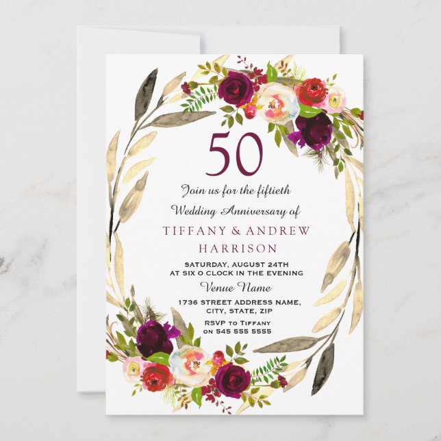 Invitation Couronne d'or de Bourgogne 50e anniversaire de mar (Devant)