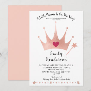 Invitation Couronne d'or de princesse jolie Fête pour bébé ro