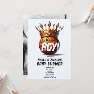 Invitation Couronne d'or du roi de basketball Photo Baby Show