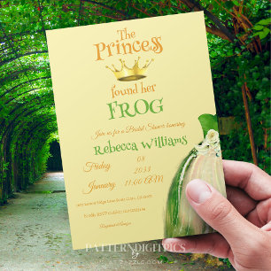 Invitation Couronne d'or élégante Princesse Grenouille Enterr