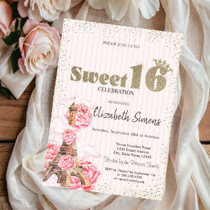 Invitation Couronne en or, Confettis, Douze ans sucré rayé To