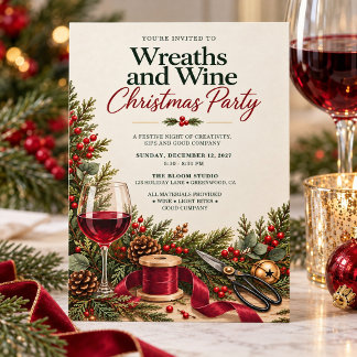 Invitation Couronne et Vin Soirée artisanale de Noël