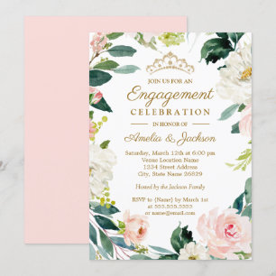 Invitation Couronne florale aquarelle rose fuchsia pour fête