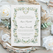 Couronne florale blanche et monogramme Élégant mar