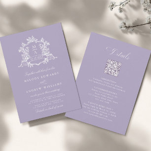 Invitation Couronne Florale Classique Lavande Mariage Tout en