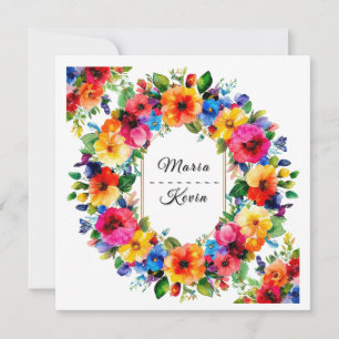 Invitation Couronne florale de mariage colorée