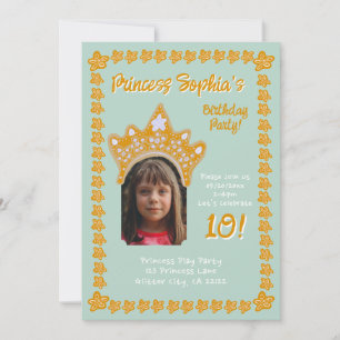 Invitation Couronne florale de princesse Aqua écume de mer Ph