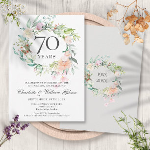 Invitation Couronne florale de roses pour les 70 ans de maria