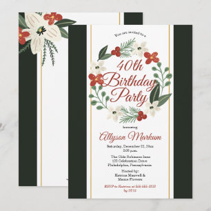 Invitation Couronne florale de vacances Fête d'anniversaire 4