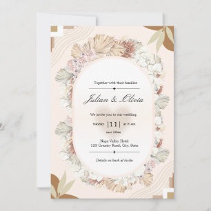 Invitation Couronne florale ovale boho beige terracotta moder