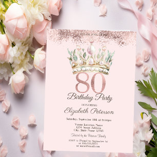 Invitation Couronne florale Princess Watercor pour 80e annive
