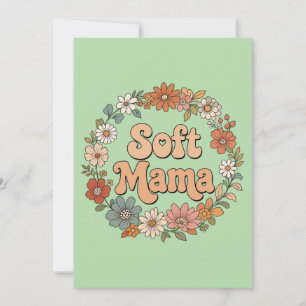 Invitation Couronne florale rétro "Maman douce" Typographie g