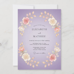 Invitation Couronne florale romantique de lavande pour mariag