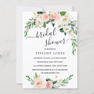 Invitation Couronne florale rose moderne pour la douche de la