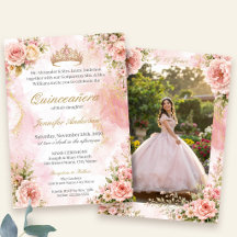Couronne florale rose pâle élégante Quinceañera en