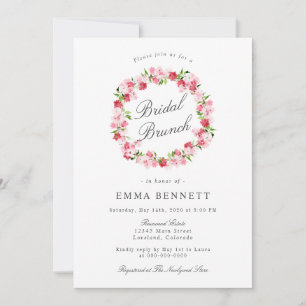 Invitation Couronne florale rose rouge aquarelle brunch de ma