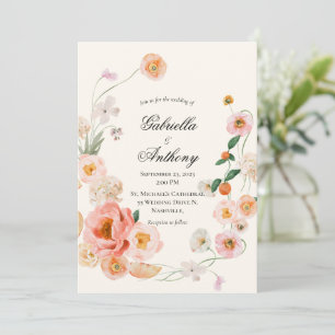 Invitation Couronne Florale Script moderne de mariage Invitat