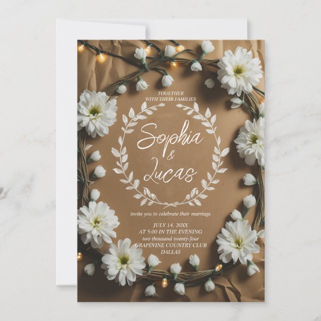 Invitation Couronne margueuse rustique (Devant)