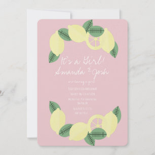 Invitation Couronne minimale de citron pour Baby Shower fille